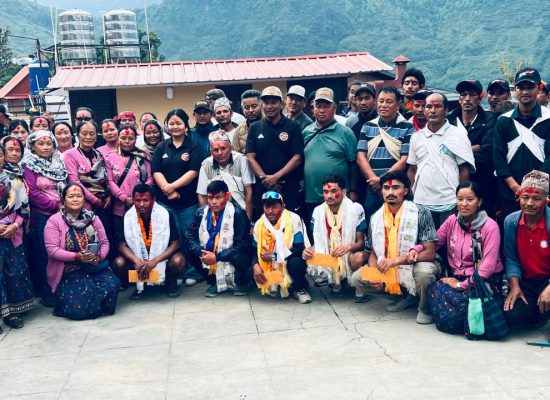 अन्नपूर्ण म्याराथनमा तेस्रो बनेका सचिन गुरुङलाई घान्द्रुकमा भव्य सम्मान
