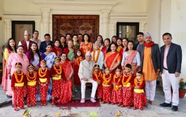 राष्ट्रपति पौडेलद्वारा नवकन्याको पूजाअर्चना